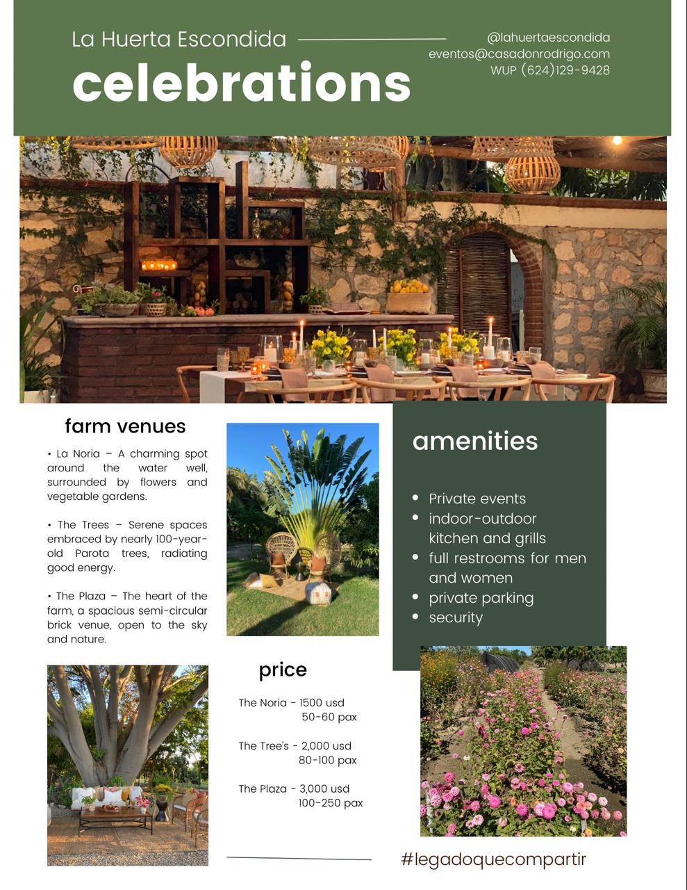 La Huerta Escondida - Celebrations